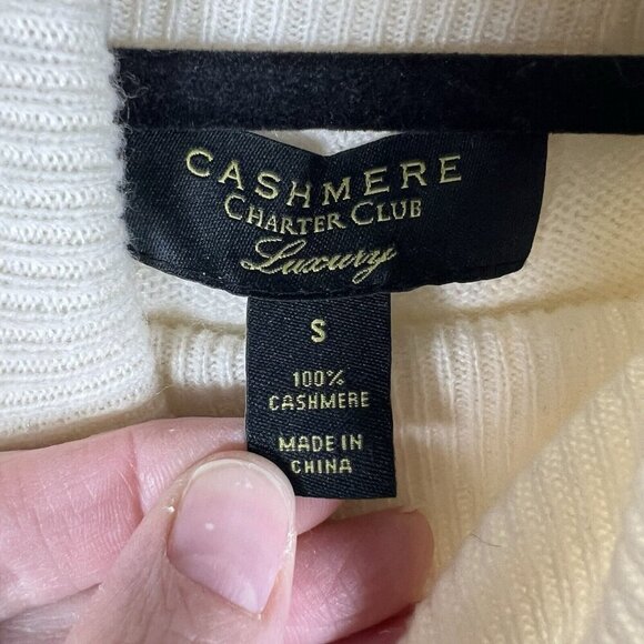 Charter Club Sweater Womens S Ivory Cashmere Turtleneck Super Soft Quiet Luxury - Picture 5 of 6